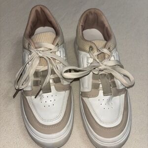 Women's White/Beige  Color block Platform Sneakers Low Top Round Toe Sz41‎ US8